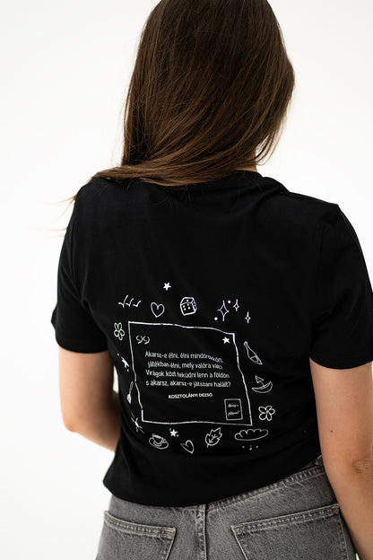 Kosztolányi: Akarsz-e játszani organikus pamut póló / fekete